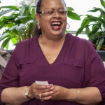Sheila playing cards at Bayview Senior Center