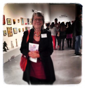 Here at the opening reception at Artspan's San Francisco Open Studios  I met Juanita. She is ready to go home and read the catalog to mark the studios she wants to visit. ©PernillaPersson.com 2013