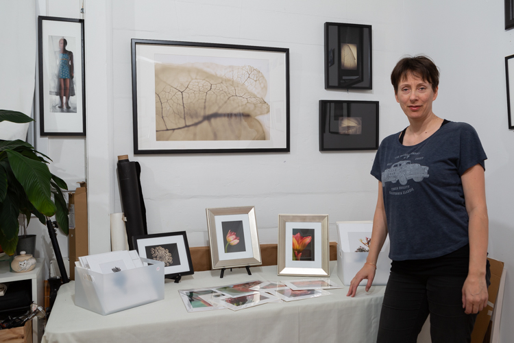 Pernilla and her work during Fall Open Studio at Hunters Point Shipyard